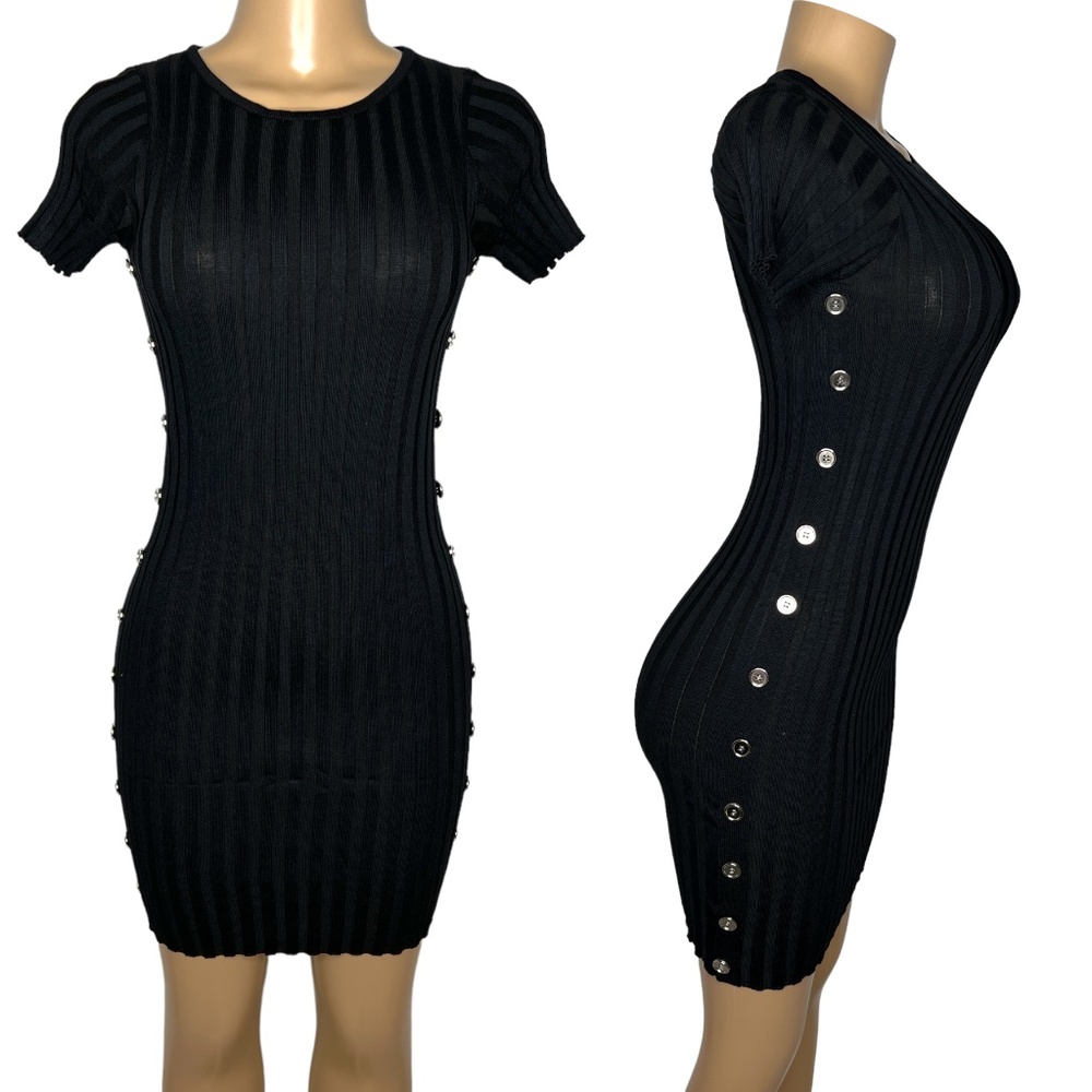 NWT Women Sexy Dress Size S/M Scoop Neck Slim Fit Bodycon Elegant Short Dress